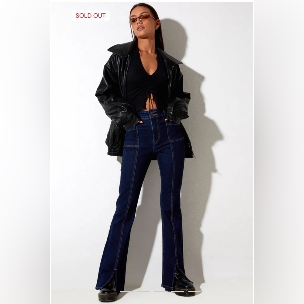Motel Rocks Front Seam Split High Rise Bootcut Jeans Sz S